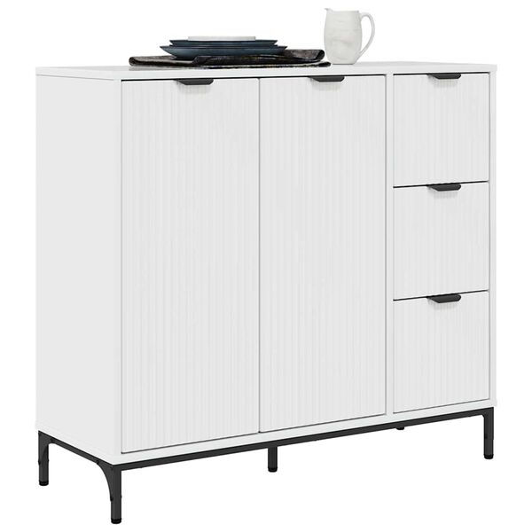vidaXL Sideboard H&oslash;j gloss hvid 89,5 x 33 x 82 cm Konstrueret tr&aelig;