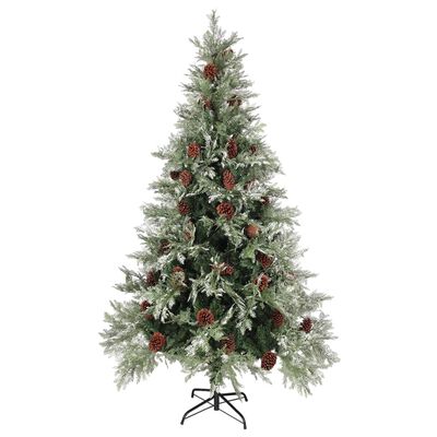 vidaXL juletræ med grankogler 195 cm PVC & PE grøn og hvid