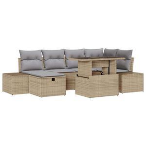 vidaXL Havesofa S&aelig;t 7 pcs Beige polyrattan