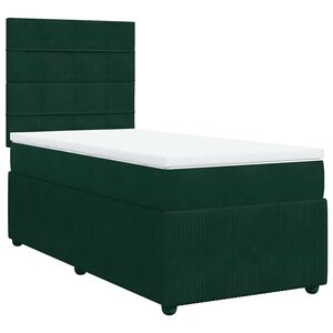 vidaXL kontinentalseng med madras 80x200 cm fl&oslash;jl m&oslash;rkegr&oslash;n