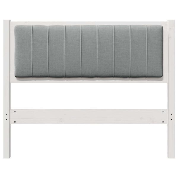 vidaXL Polstret sengegavl med hovedg&aelig;rde Hvid 100 cm Massiv fyrretr&aelig;