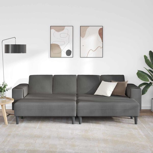 vidaXL Sofa med pude M&oslash;rkegr&aring; 250 x 188 x 76 cm Velourstof