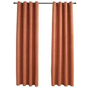vidaXL m&oslash;rkl&aelig;gningsgardiner 2 stk. metalringe 140 x 225 cm rustfarvet