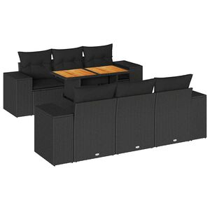 vidaXL sofas&aelig;t til haven 7 dele med hynder polyrattan sort