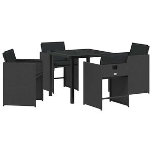 vidaXL Have Spisebordss&aelig;t 5 stk. Sort polyrattan