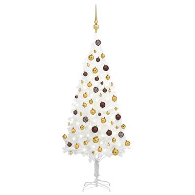 vidaXL kunstigt juletræ med lys og kuglesæt 120 cm hvid