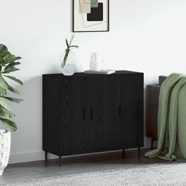 vidaXL Sideboard Sort eg 90 x 34 x 80 cm Konstrueret tr&aelig;
