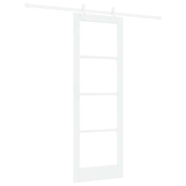 vidaXL Skyded&oslash;r Hvid 73,5 x 211 cm Massivt fyrretr&aelig; og glas