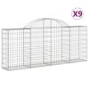 vidaXL buede gabionkurve 9 stk. 200x30x80/100 cm galvaniseret jern