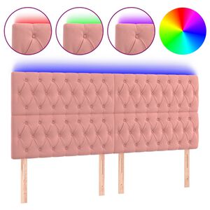 vidaXL sengegavl med LED-lys 180x7x118/128 cm fl&oslash;jl lyser&oslash;d