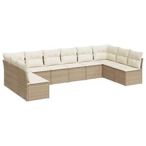 vidaXL sofas&aelig;t til haven 10 dele med hynder polyrattan beige