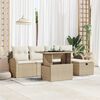 vidaXL Havesofa S&aelig;t med pude med opbevaring 6 pcs Beige Poly rattan