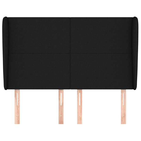 vidaXL sengegavl med kanter 147x23x118/128 cm stof sort