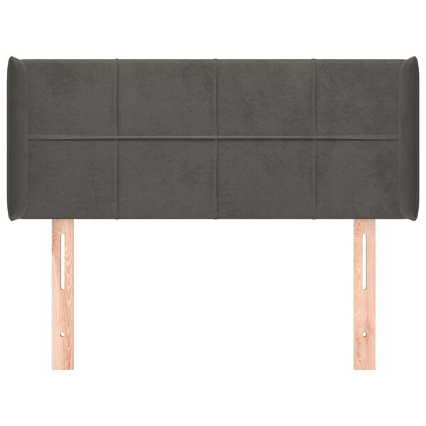 vidaXL sengegavl med kanter 83x16x78/88 cm fl&oslash;jl m&oslash;rkegr&aring;