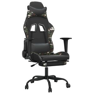 vidaXL gamingstol m. massage og fodst&oslash;tte kunstl&aelig;der sort camouflage