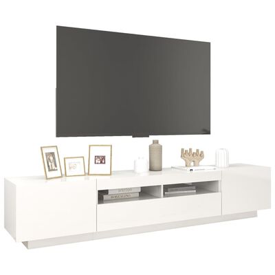 vidaXL tv-skab med LED-lys 200x35x40 cm hvid højglans