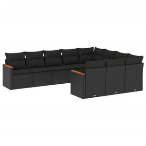 vidaXL sofas&aelig;t til haven 10 dele med hynder polyrattan sort
