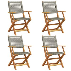 vidaXL Klapstole 4 stk. gr&aring; polyrattan og massivt tr&aelig;