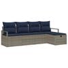 vidaXL Sofa S&aelig;t 5 stk. 5-Antal s&aelig;der Gr&aring; og Marinebl&aring; polyrattan