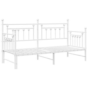 vidaXL Dagsengramme med hovedgærde Hvid 75 x 190 cm Stål