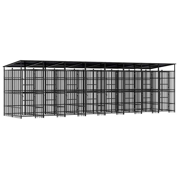 vidaXL udend&oslash;rs hundel&oslash;beg&aring;rd med tag 14,75 m&sup2; st&aring;l