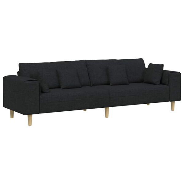 vidaXL Sofa med pude Sort 250 x 77 x 76 cm Stof
