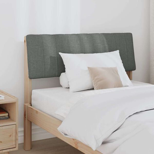 vidaXL Polstret sengegavl M&oslash;rkegr&aring; 90 cm Massiv fyrretr&aelig;
