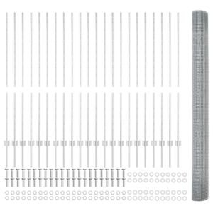 vidaXL Svejsede tr&aring;dhegn med stolper 50 x 1,4 m Galvaniseret st&aring;l S&oslash;lv