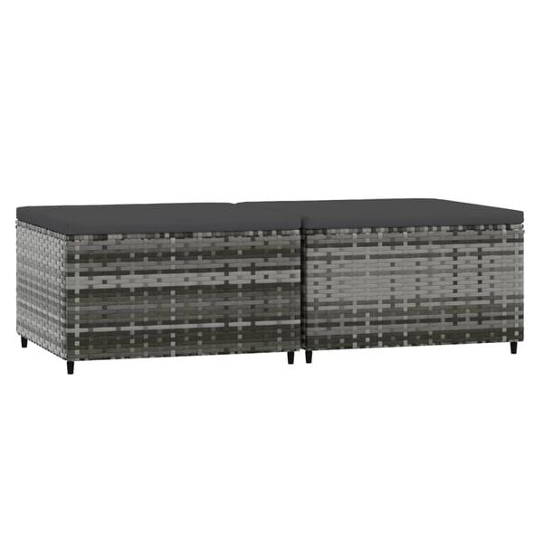 vidaXL fodskamler til have 2 stk. med hynder polyrattan grå