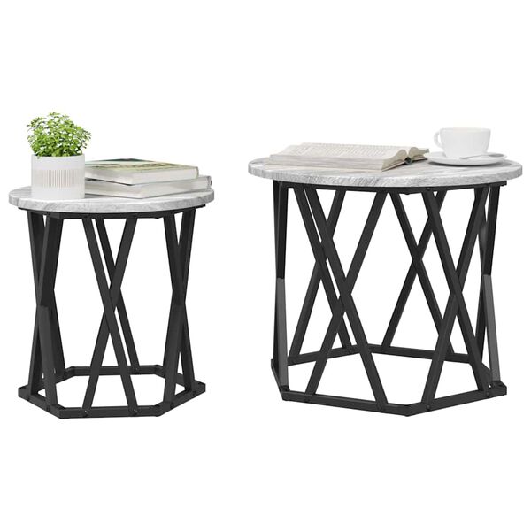 vidaXL Sidebord 2 pcs Grå sonoma-eg 50 x 50 x 40 cm