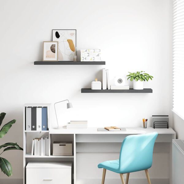 vidaXL v&aelig;ghylder 2 stk. 90x23,5x3,8 cm MDF gr&aring; h&oslash;jglans