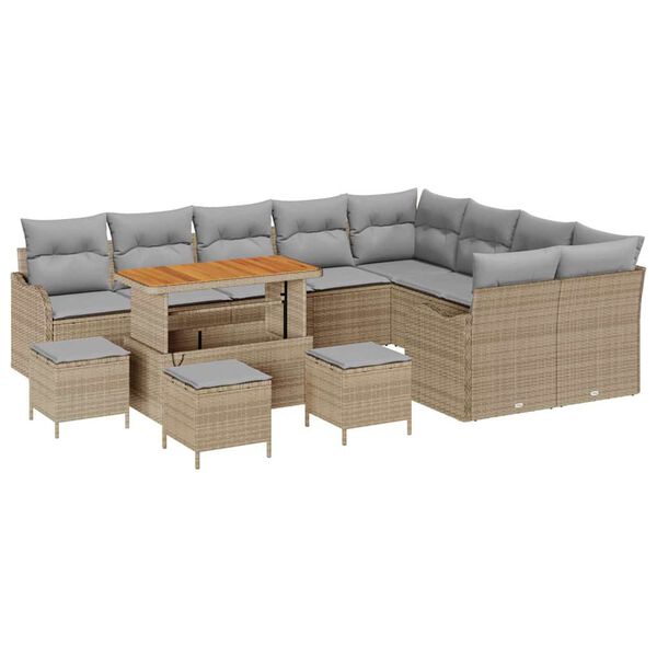 vidaXL Havesofa Sæt med pude 13 pcs Beige polyrattan