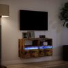 vidaXL væghængte tv-borde 2 stk. med LED-lys 41x31x45 cm røget eg