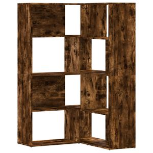 vidaXL bogreol til hj&oslash;rne 85x85x140cm 4hylder konstrueret tr&aelig; r&oslash;get eg