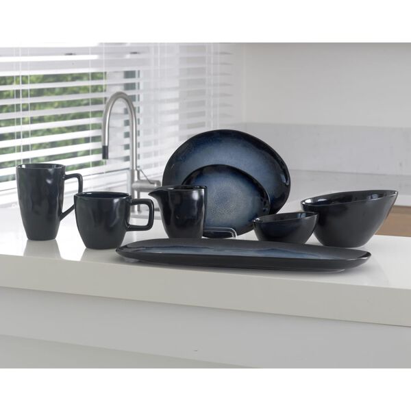 Cosy & Trendy tallerkner 4 stk. Sapphire 36,5x15 cm aflang safirbl&aring;