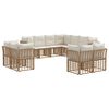 vidaXL Udend&oslash;rs sofagruppe 11 pcs Naturlig og Creme Hvid Polyester