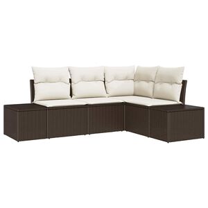 vidaXL Havesofa S&aelig;t med opbevaring 4 pcs Brun og Creme polyrattan