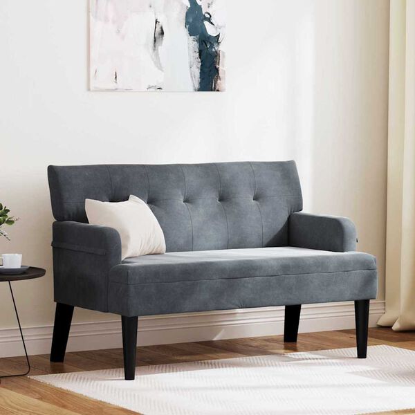 vidaXL Chesterfield b&aelig;nk M&oslash;rkegr&aring; 112 x 65,5 x 75 cm Fl&oslash;jl