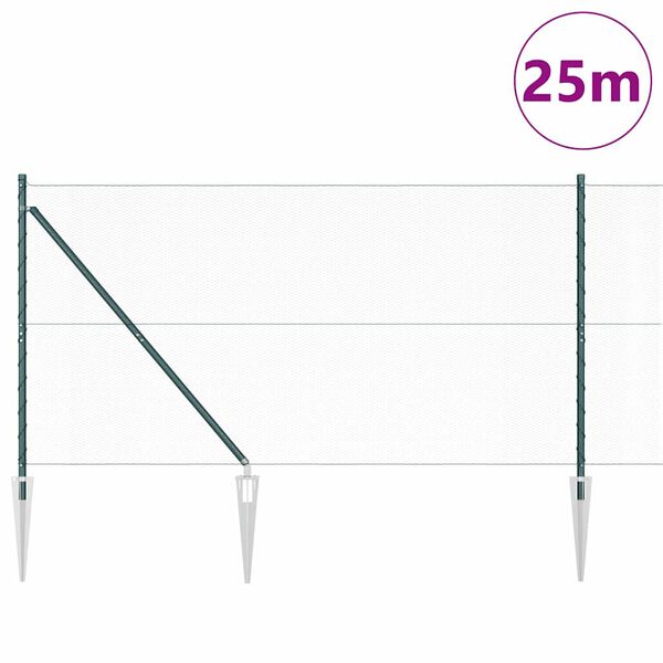 vidaXL Hegn med stolper Gr&oslash;n 1.2 x 25 m PVC-belagte st&aring;l