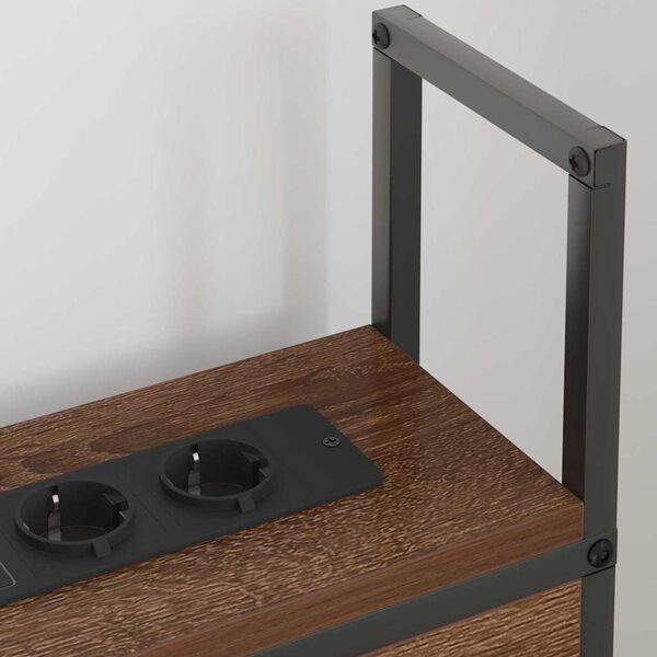 vidaXL Opbevaringshovedgavl med Opladningsstation Brun eg 100 cm