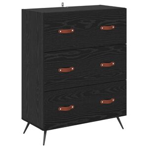 vidaXL Skuffeskab med skuffe Sort Eg 69,5 x 34 x 90 cm Konstrueret tr&aelig;
