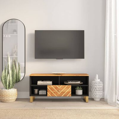 vidaXL tv-bord 100x33,5x46 cm massivt mangotræ brun og sort