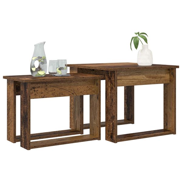 vidaXL Kaffebord S&aelig;t 2 pcs Gammelt tr&aelig; Konstrueret tr&aelig;