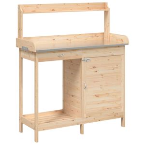 vidaXL potteb&aelig;nk med skab 110,5x45x124,5 cm massivt grantr&aelig;