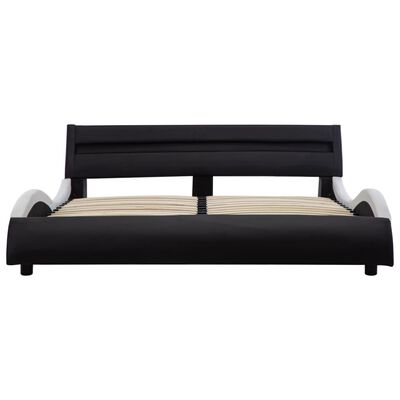 vidaXL sengestel med LED 160x200 cm kunstlæder sort og hvid