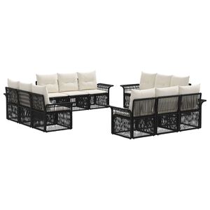 vidaXL Havesofa S&aelig;t 12 stk. Sort polyrattan