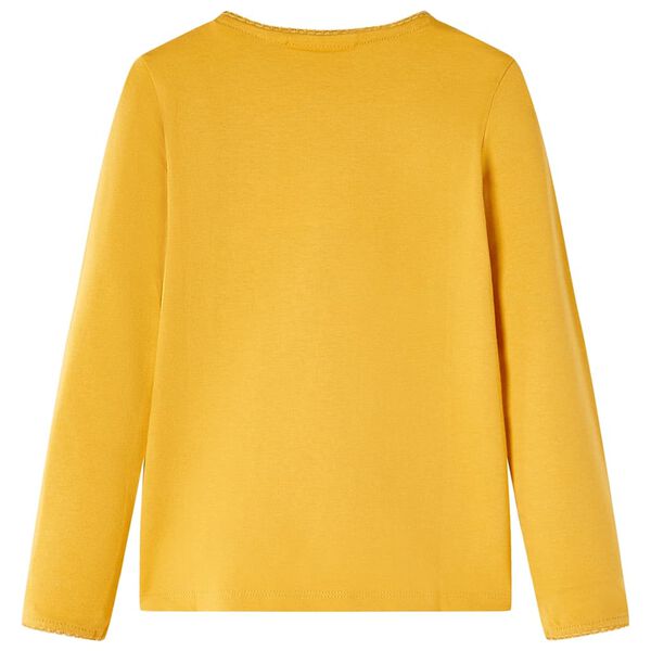 Langærmet T-shirt til børn str. 116 okkergul