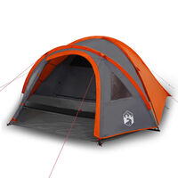 vidaXL 4-personers telt 300x250x132 cm 185T taft grå og orange