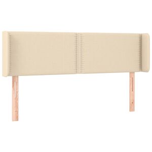 vidaXL sengegavl med kanter 147x16x78/88 cm stof cremefarvet