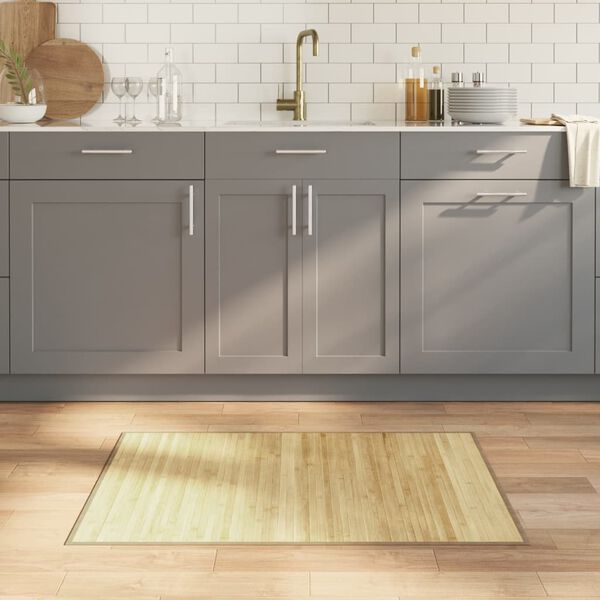 vidaXL gulvtæppe 70x100 cm rektangulær bambus lys naturfarvet